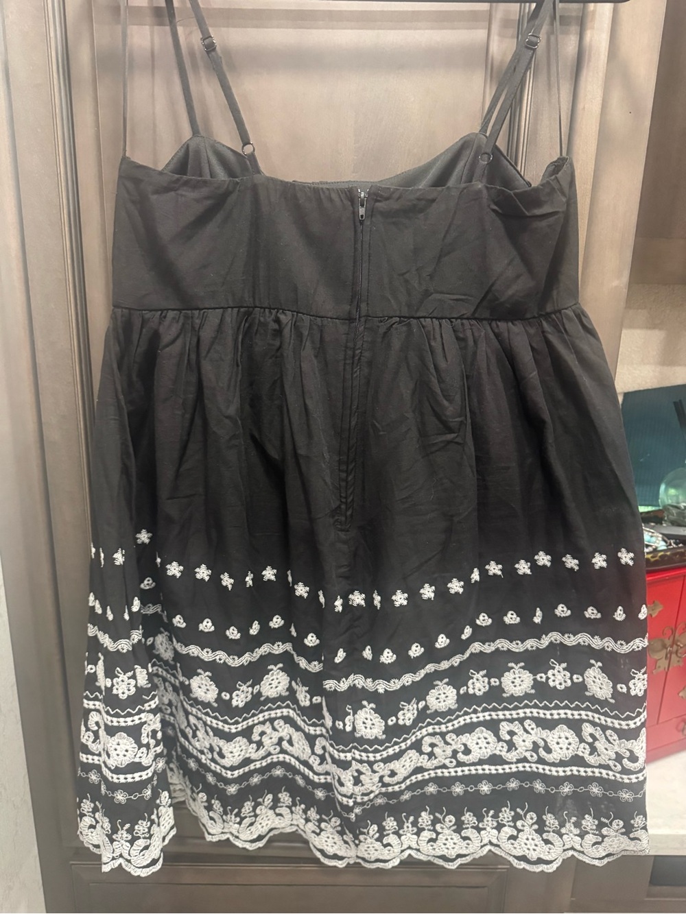 Francesca’s Black Sundress with White Embroidered Hem